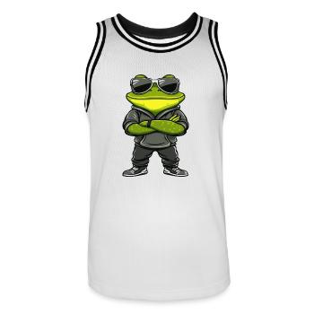 Frog Comic Cool - Men's Basketball Jersey - white/black - Front - AI Model Male 185 dark (185cm)