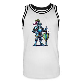 Knight Comic - Men's Basketball Jersey - white/black - Front - AI Model Male 185 dark (185cm)