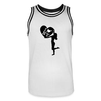 I love NY coeur avec une fille - Maillot de basket Homme - blanc/noir - Devant - AI Model Male 185 dark (185cm)