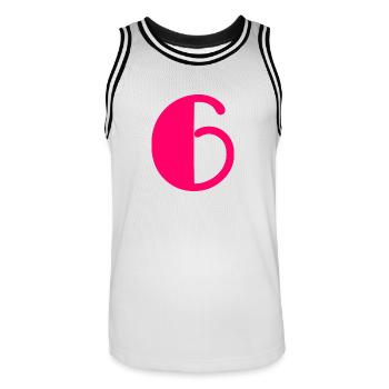 6. 6 YEARS. 6th ANNIVERSARY. 6 YEAR ANNIVERSARY. ANN - Men's Basketball Jersey - white/black - Front - AI Model Male 185 dark (185cm)
