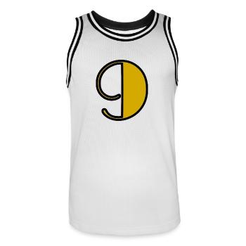 9. 9 ANS. 9e ANNIVERSAIRE. ANNIVERSAIRE 9 ANS - Maillot de basket Homme - blanc/noir - Devant - AI Model Male 185 dark (185cm)
