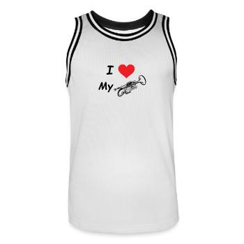 ilovemytrumpet - Männer Basketball-Trikot - Weiß/Schwarz - Vorne - AI Model Male 185 dark (185cm)