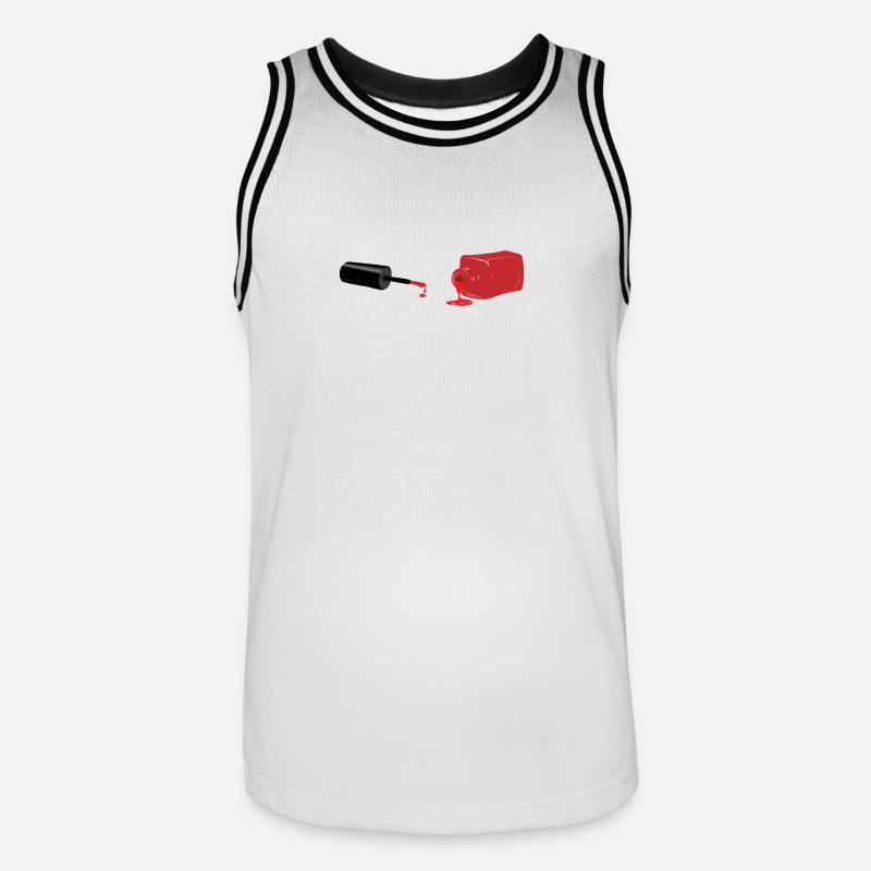 Roter Nagellack/ Nail polish Geschenk/Geschenkidee - Männer Basketball-Trikot - Weiß/Schwarz