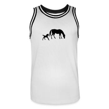 Pferd und Fohlen Design - Männer Basketball-Trikot - Weiß/Schwarz - Vorne - AI Model Male 185 dark (185cm)
