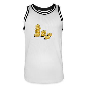 Money coins - Men's Basketball Jersey - white/black - Front - AI Model Male 185 dark (185cm)