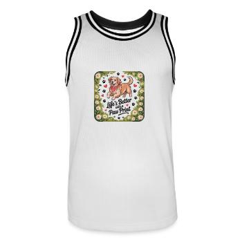 Life's Better with a Paw Print - Men's Basketball Jersey - white/black - Front - AI Model Male 185 dark (185cm)