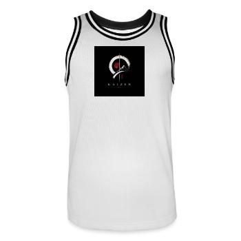 Kaizen Tokyo Zen Bergpinsel - Männer Basketball-Trikot - Weiß/Schwarz - Vorne - AI Model Male 185 dark (185cm)