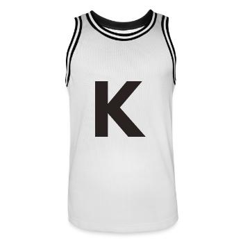K - Männer Basketball-Trikot - Weiß/Schwarz - Vorne - AI Model Male 185 dark (185cm)