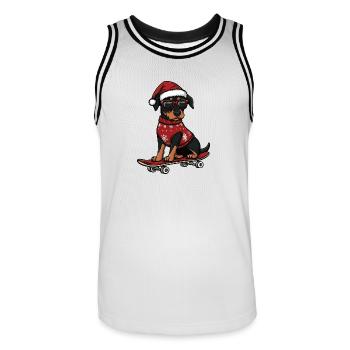 Dobermann Hund Weihnachten Lustig - Männer Basketball-Trikot - Weiß/Schwarz - Vorne - AI Model Male 185 dark (185cm)