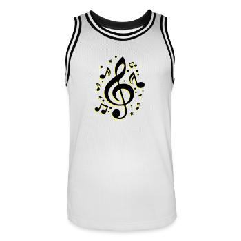 Musical Notes clef icon - Men's Basketball Jersey - white/black - Front - AI Model Male 185 dark (185cm)