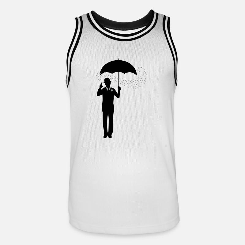 Zauberer - Regenschirm - Melone - Pantomime - 2C - Männer Basketball-Trikot - Weiß/Schwarz