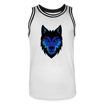 wolf_02 - Männer Basketball-Trikot - Weiß/Schwarz - Vorne - AI Model Male 185 dark (185cm)