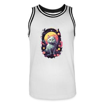 Gothic Cat Mystical Cat Lover Design - Men's Basketball Jersey - white/black - Front - AI Model Male 185 dark (185cm)