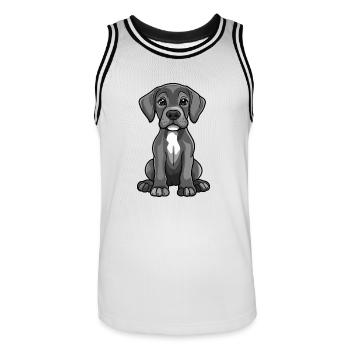 Dogue Allemand Chien Bande Dessinée Mignon - Maillot de basket Homme - blanc/noir - Devant - AI Model Male 185 dark (185cm)