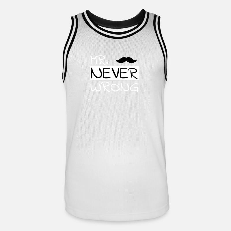 Design partenaire « Mr. Never Wrong » - Maillot de basket Homme - blanc/noir