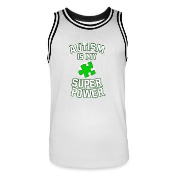 Autism T-Shirt Gift Idea Birthday Funny - Men's Basketball Jersey - white/black - Front - AI Model Male 185 dark (185cm)