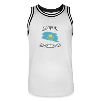 Fabriqué au Kasazkhstan - Maillot de basket Homme - blanc/noir - Devant - AI Model Male 185 dark (185cm)