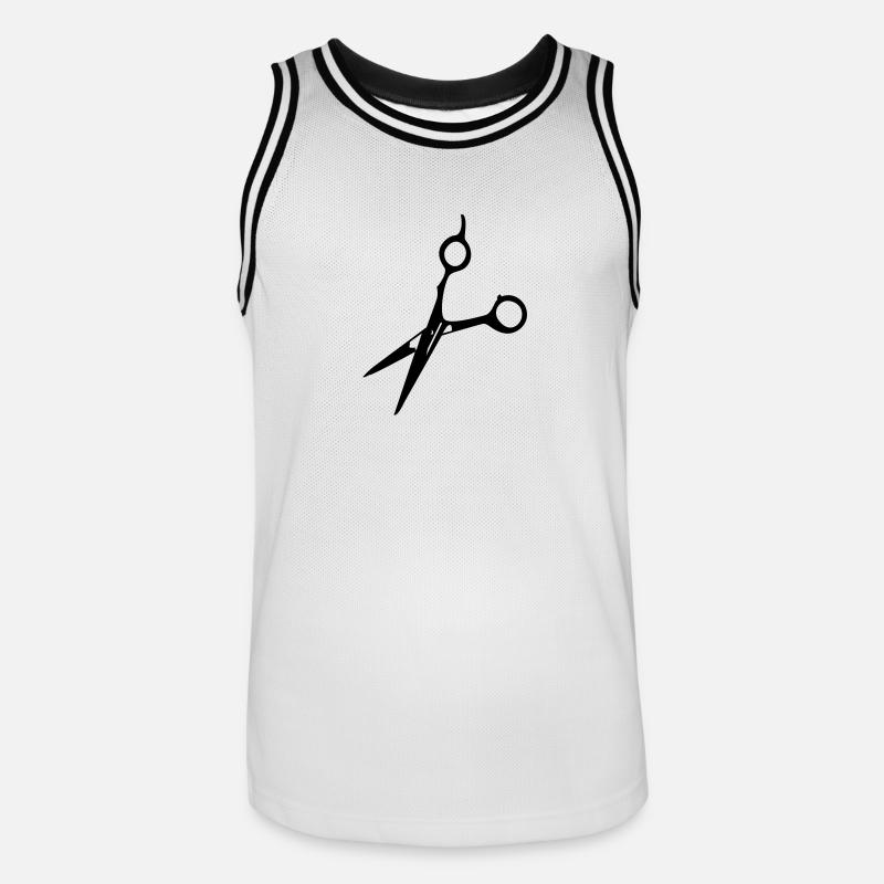 Frisör-Schere / barber scissors (1c) - Männer Basketball-Trikot - Weiß/Schwarz