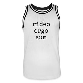 rideo ergo sum - ich lache also bin ich - Spruch - Männer Basketball-Trikot - Weiß/Schwarz - Vorne - AI Model Male 185 dark (185cm)