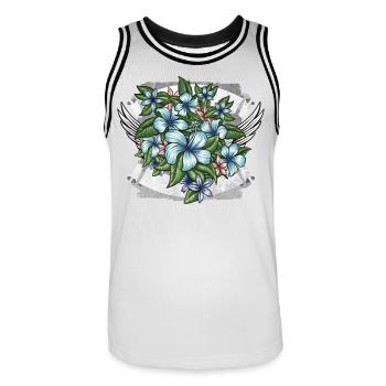 Blumen | Flower Power Design mit Flügel - Männer Basketball-Trikot - Weiß/Schwarz - Vorne - AI Model Male 185 dark (185cm)