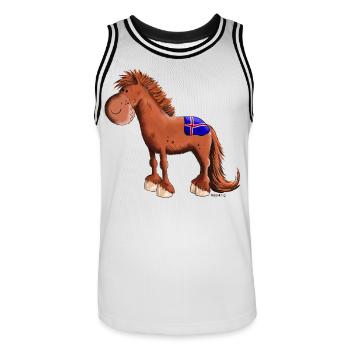 Cheval islandais - Maillot de basket Homme - blanc/noir - Devant - AI Model Male 185 dark (185cm)
