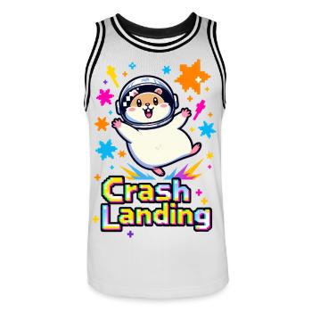 🐹 Un astronaute hamster atterrit en catastrophe - Maillot de basket Homme - blanc/noir - Devant - AI Model Male 185 dark (185cm)