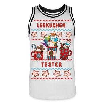 NŒUD LICORNE EN PAIN D’ÉPICES - Maillot de basket Homme - blanc/noir - Devant - AI Model Male 185 dark (185cm)