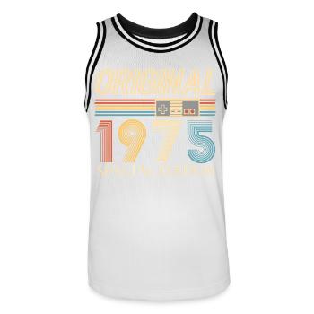 Gamer 50th Birthday 50th Anniversary Original 1975 - Men's Basketball Jersey - white/black - Front - AI Model Male 185 dark (185cm)