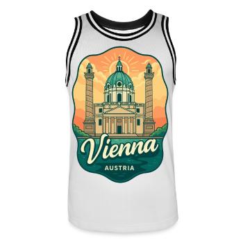 Vienna Austria Karlskirche Sunset Retro Travel Art - Men's Basketball Jersey - white/black - Front - AI Model Male 185 dark (185cm)