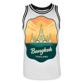 Badge de voyage Bangkok Wat Arun Vintage Sunset - Maillot de basket Homme - blanc/noir - Devant - AI Model Male 185 dark (185cm)