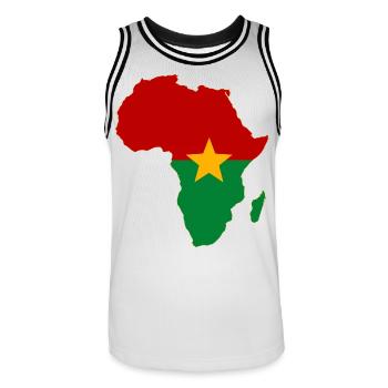 Burkina-Faso_Flagge_Afrika - Männer Basketball-Trikot - Weiß/Schwarz - Vorne - AI Model Male 185 dark (185cm)
