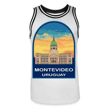 Insigne rétro du Palais législatif de Montevideo Uruguay - Maillot de basket Homme - blanc/noir - Devant - AI Model Male 185 dark (185cm)