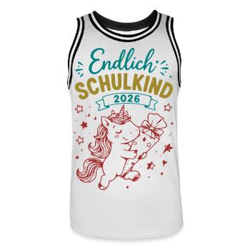 Endlich Schulkind 2026 Unicorn - Männer Basketball-Trikot - Weiß/Schwarz - Vorne - AI Model Male 185 dark (185cm)