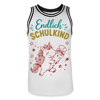 Endlich Schulkind Unicornenfreude - Männer Basketball-Trikot - Weiß/Schwarz - Vorne - AI Model Male 185 dark (185cm)