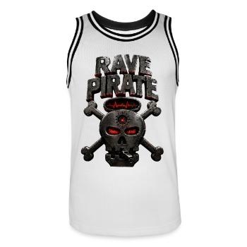 Crâne de Pirate Rave - Maillot de basket Homme - blanc/noir - Devant - AI Model Male 185 dark (185cm)