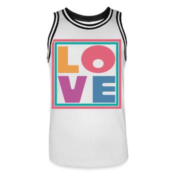 Cool Colorful Love Square Gift Men Women & Kids - Men's Basketball Jersey - white/black - Front - AI Model Male 185 dark (185cm)