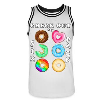 Schau dir meine Sixpack Donuts an - Männer Basketball-Trikot - Weiß/Schwarz - Vorne - AI Model Male 185 dark (185cm)