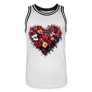 Heart of Rich Blossoms - Lush Floral Splendour - Men's Basketball Jersey - white/black - Front - AI Model Male 185 dark (185cm)