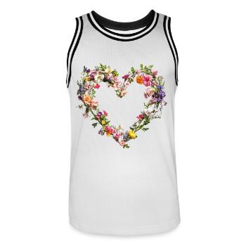 Cœur de fleurs délicates Fleurs printanières - Maillot de basket Homme - blanc/noir - Devant - AI Model Male 185 dark (185cm)