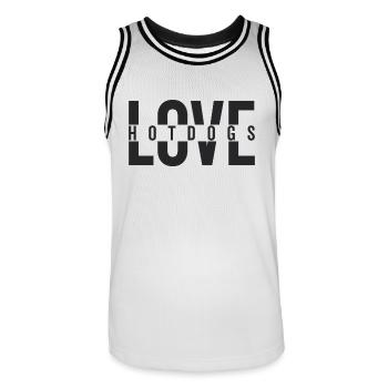 Love Hotdogs Déclaration de restauration rapide - Maillot de basket Homme - blanc/noir - Devant - AI Model Male 185 dark (185cm)