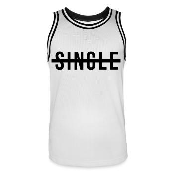 No longer single - Men's Basketball Jersey - white/black - Front - AI Model Male 185 dark (185cm)