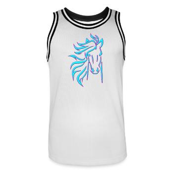 Blue Horse - Männer Basketball-Trikot - Weiß/Schwarz - Vorne - AI Model Male 185 dark (185cm)