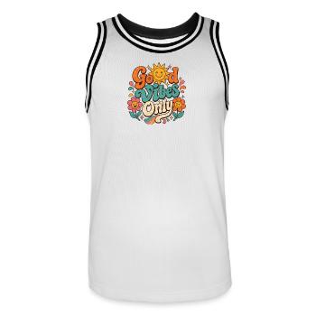 Le seul Retro Floral de Good Vibe - Maillot de basket Homme - blanc/noir - Devant - AI Model Male 185 dark (185cm)