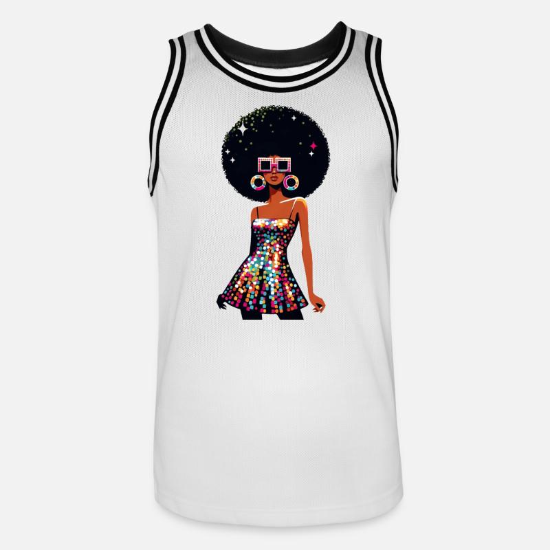 Disco Afro Glam Sequins Design - Männer Basketball-Trikot - Weiß/Schwarz