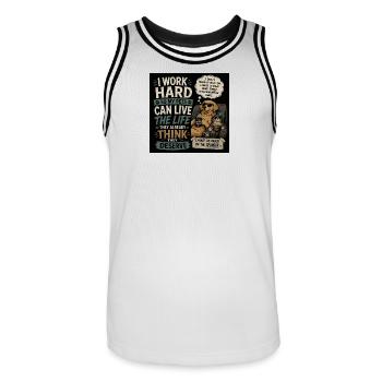 Chemise drôle pour les propriétaires d’animaux - Maillot de basket Homme - blanc/noir - Devant - AI Model Male 185 dark (185cm)