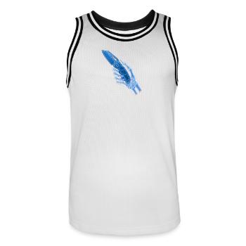 Couteau à rayons X bleu en main - Maillot de basket Homme - blanc/noir - Devant - AI Model Male 185 dark (185cm)