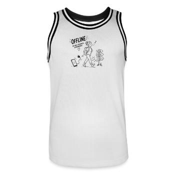 Offline Abenteuer Wanderin Pfadzeichen - Männer Basketball-Trikot - Weiß/Schwarz - Vorne - AI Model Male 185 dark (185cm)