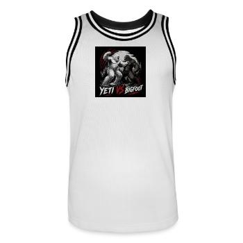 Yéti contre Bigfoot - Maillot de basket Homme - blanc/noir - Devant - AI Model Male 185 dark (185cm)
