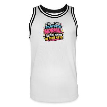 J’ai essayé d’être normal - Maillot de basket Homme - blanc/noir - Devant - AI Model Male 185 dark (185cm)