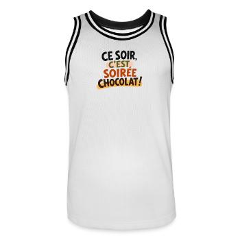 Ce soir, c'est soirée chocolat ! - Maillot de basket Homme - blanc/noir - Devant - AI Model Male 185 dark (185cm)